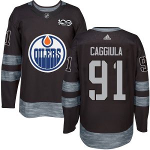 Herren Edmonton Oilers Eishockey Trikot Drake Caggiula #91 Authentic Schwarz 1917-2017 100th Anniversary